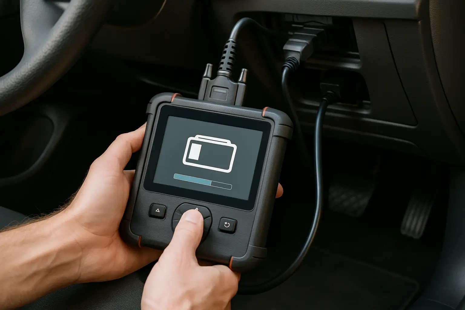 Подключение диагностического сканера к OBD2 разъему
